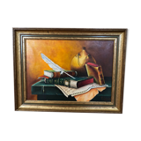 Oil on canvas Still life with books