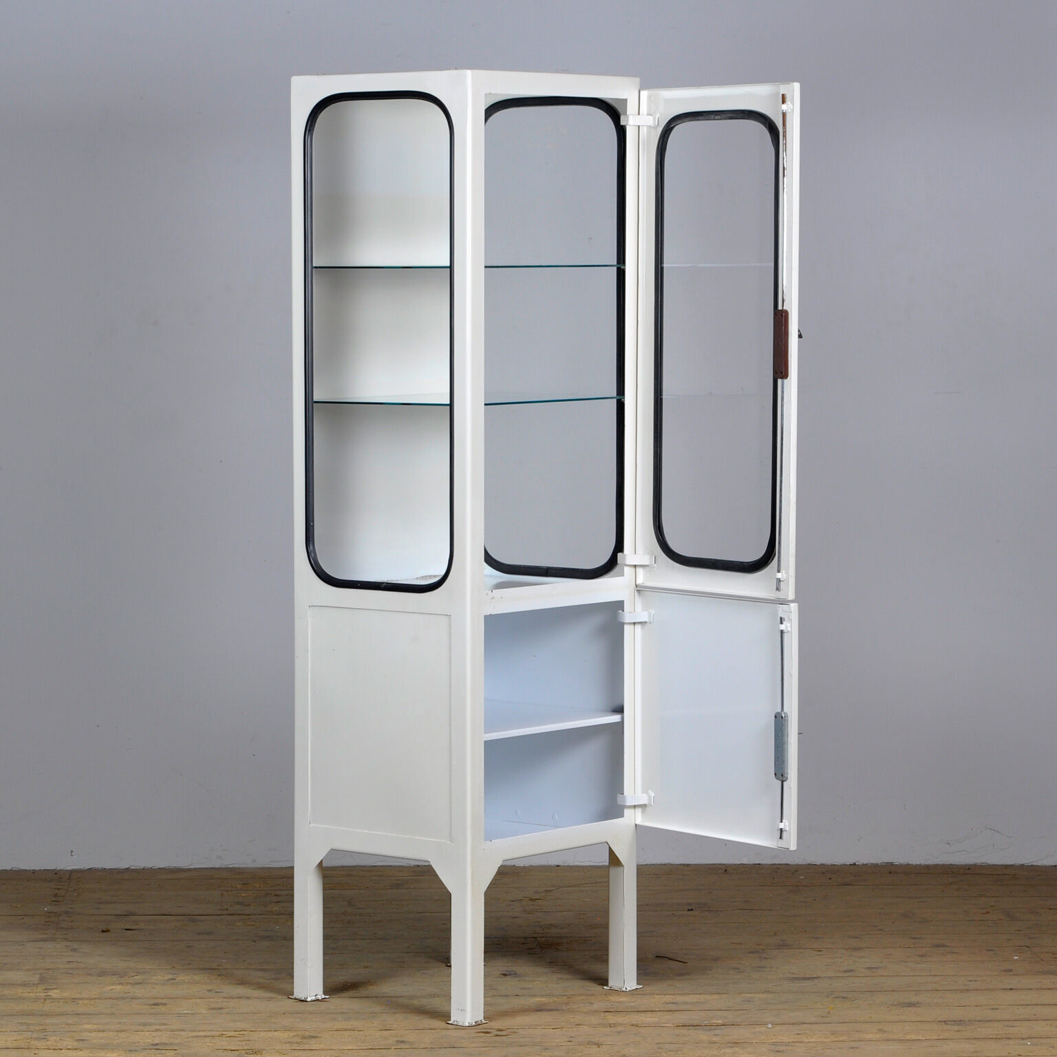 Vintage iron and glass medical cabinet, 1970s