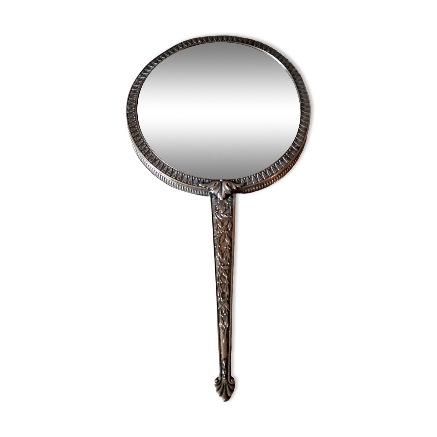 Old hand mirror beveled glass