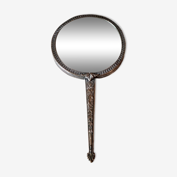 Old hand mirror beveled glass