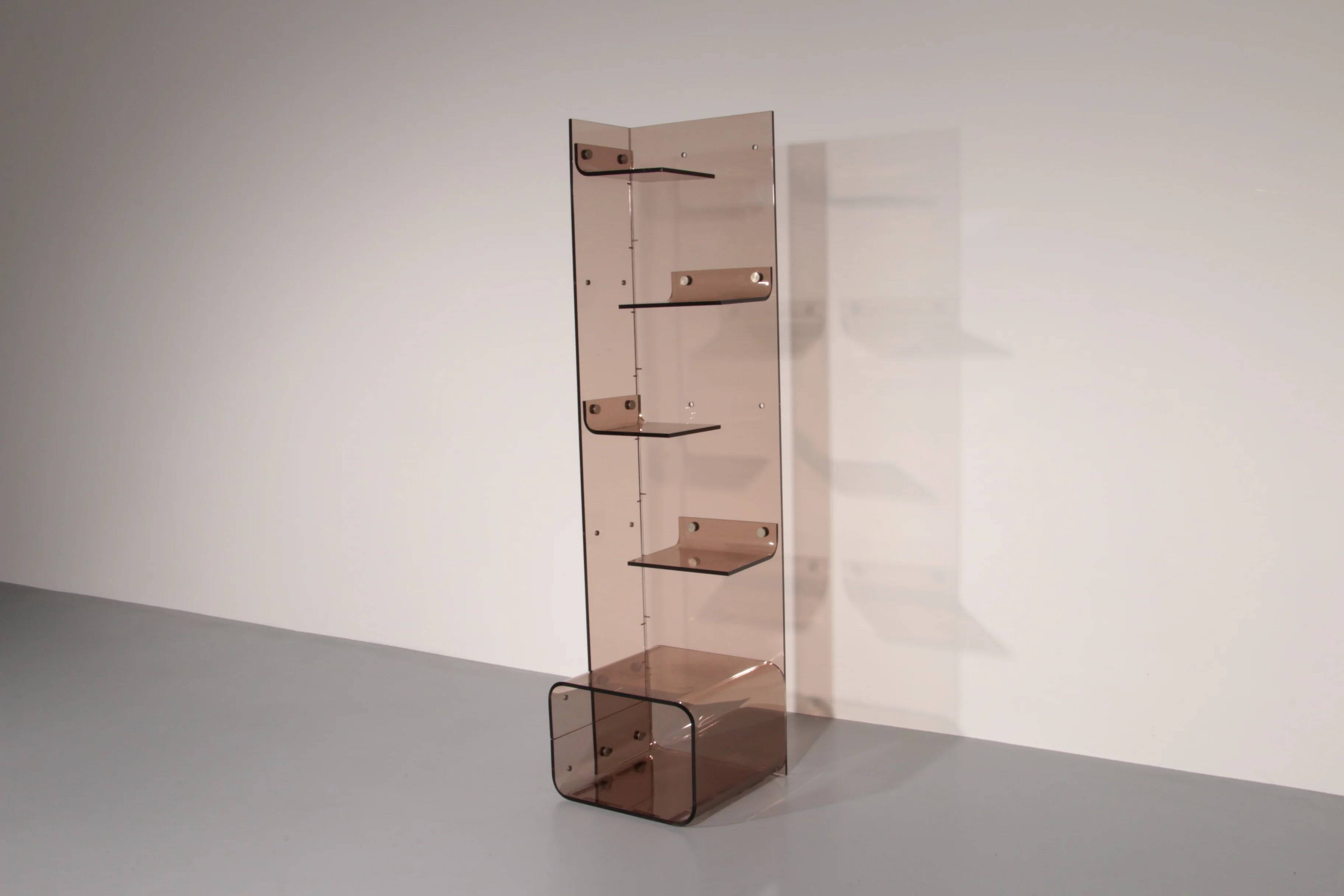 Iconic Michel Dumas Plexiglas bookcase – 1970s French space age design