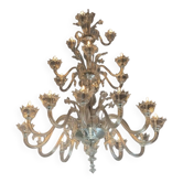 Venetian lustre in colourless Murano glass, 21 light arms on three levels.