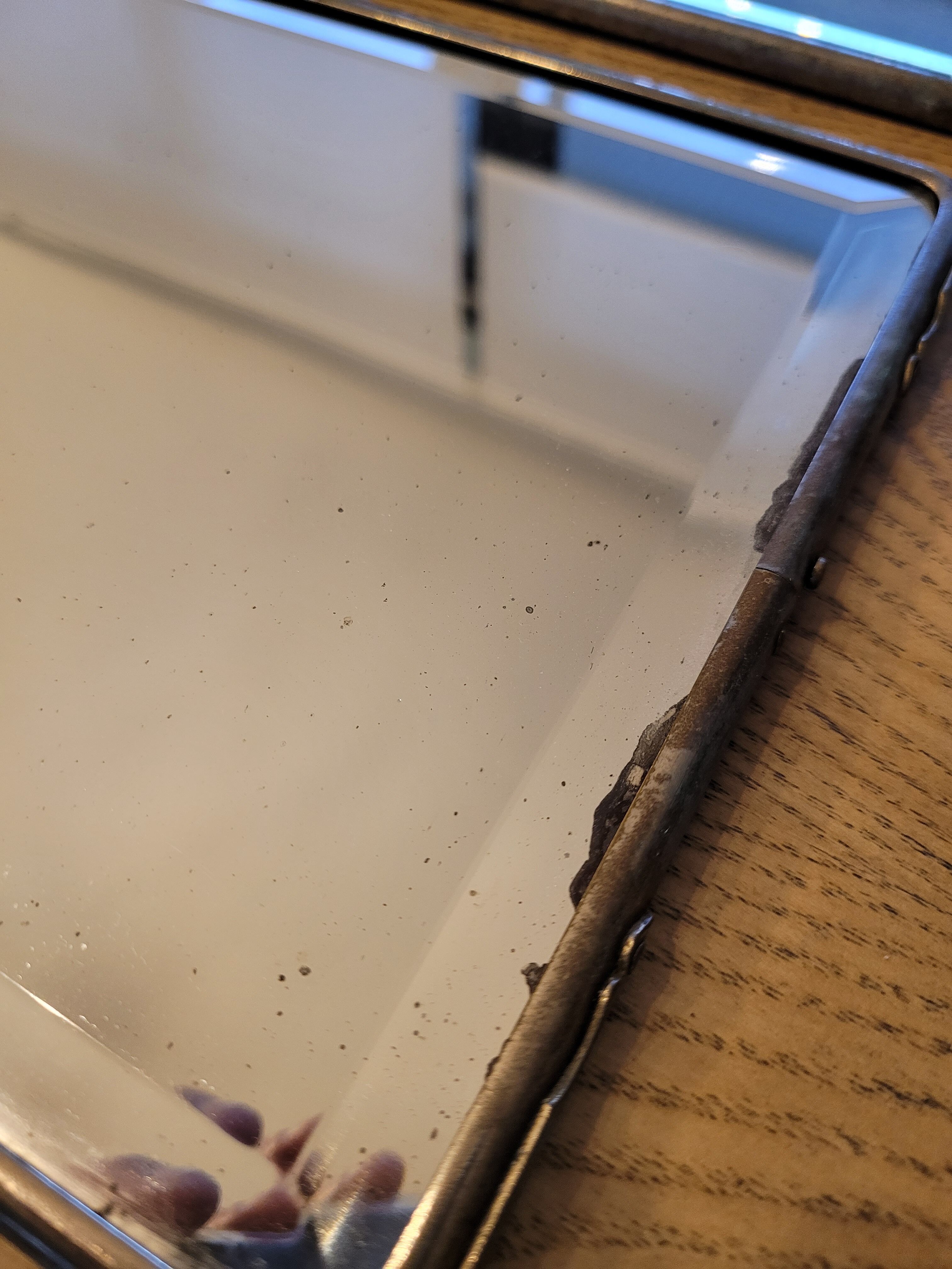 Old beveled triptych barber mirror 60x25cm