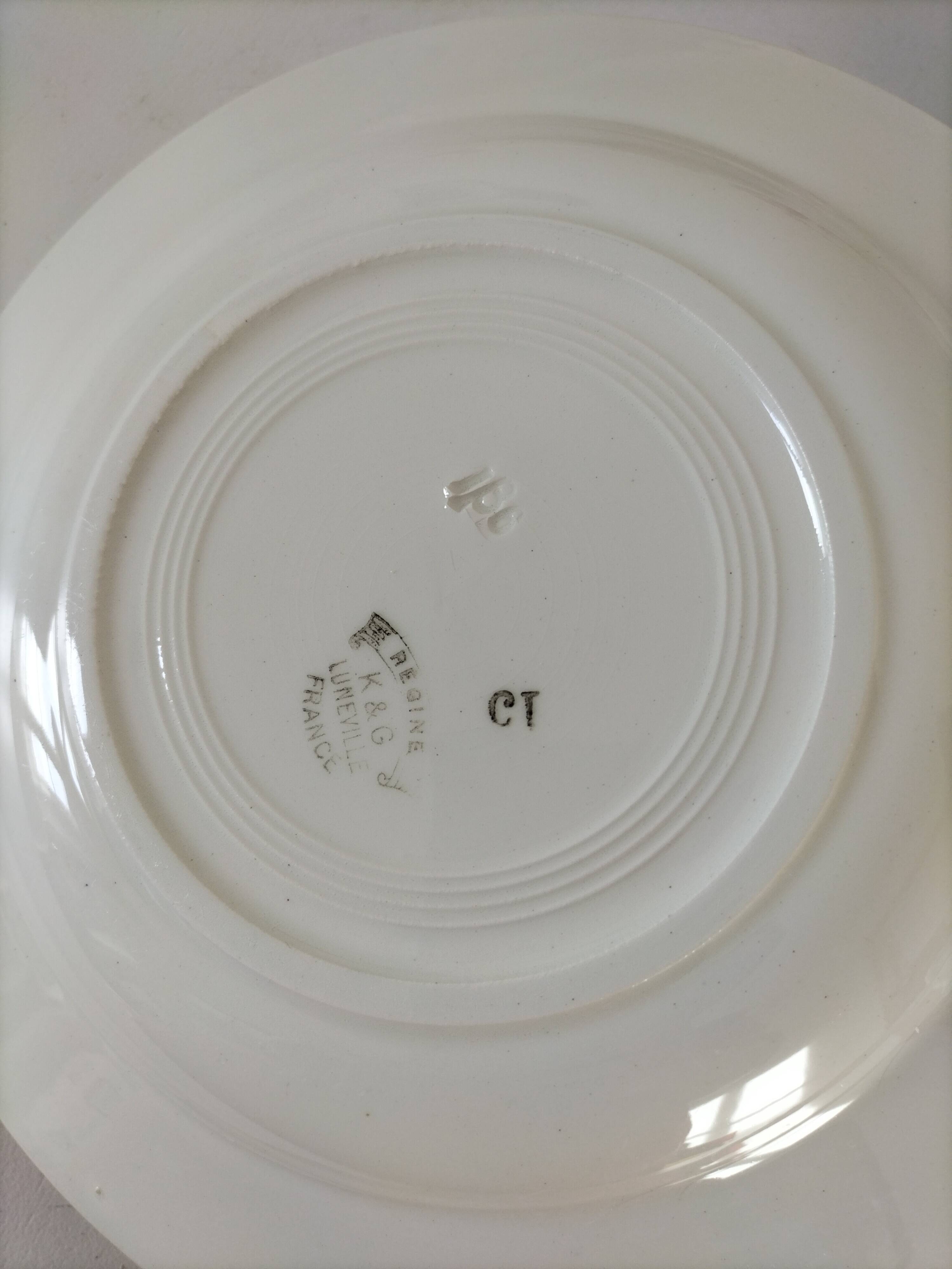 6 antique deep plates K & G Lunéville – Régine model, 1960s