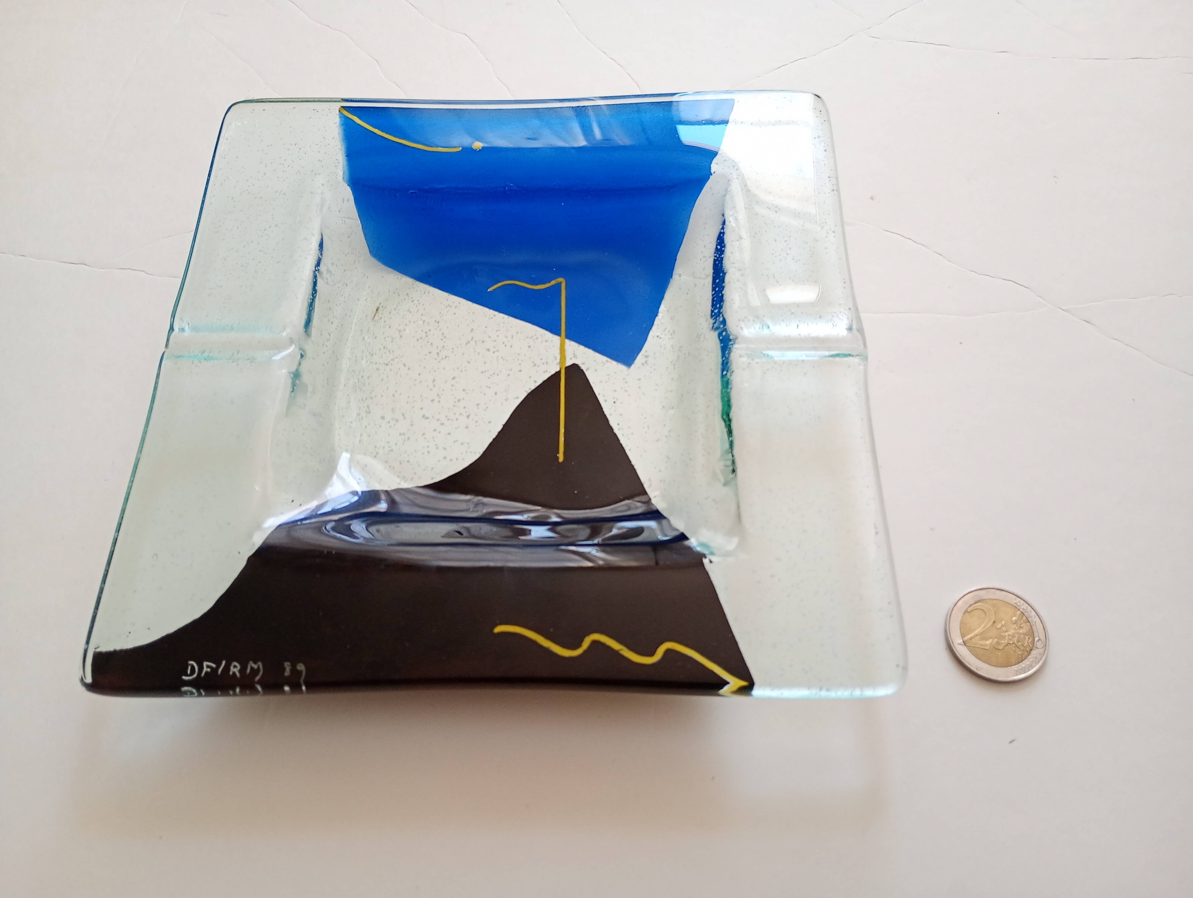 signed glass ashtray. Vintage 1990