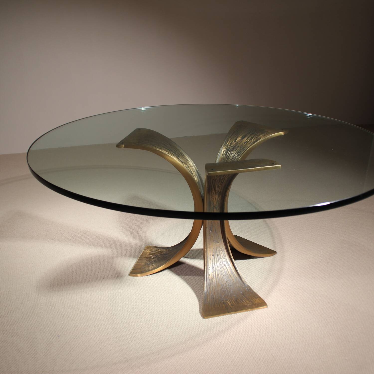 Brutalist Bronze & Glass Coffee Table | Germany 1970s