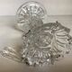 Pineapple candlestick with six glass moulded pendants.