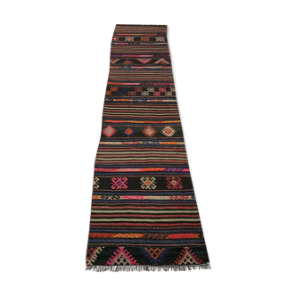 Traditional Turkish Kilim Rug Runner , Vintage Turkish wool country home Kelim 275 X 64 cm