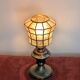 Brass and mother-of-pearl lamp. Lighthouse.