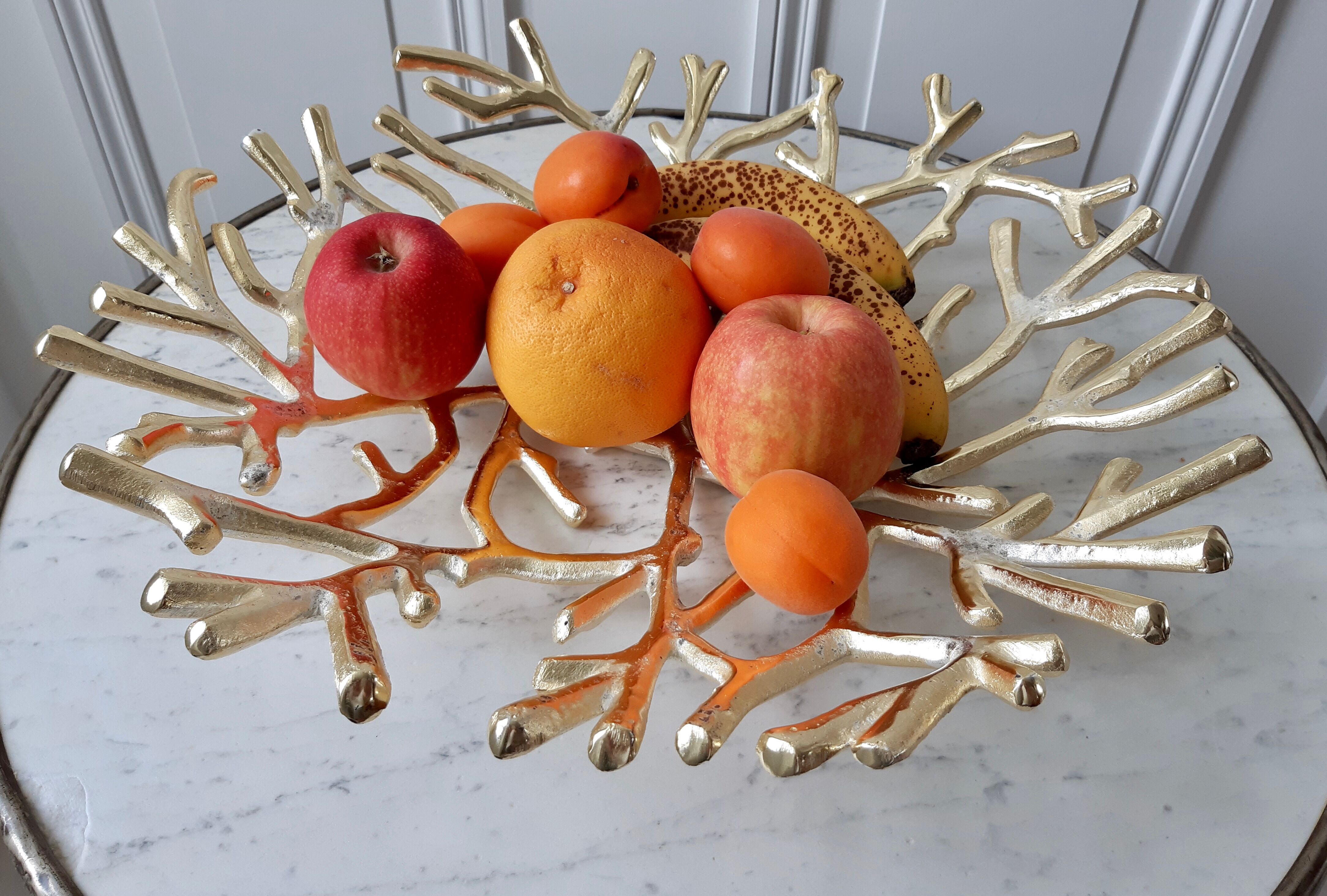 Vintage golden and silver fruit basket
