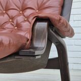 1970s, Scandinavian design, lounge chair, original very good condition, brown leather.