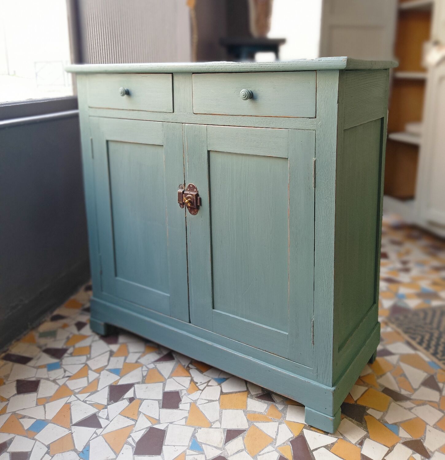 Parisian sideboard gray blue green