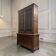 XL vintage display cabinet in wood, very tall, with embossed glass.