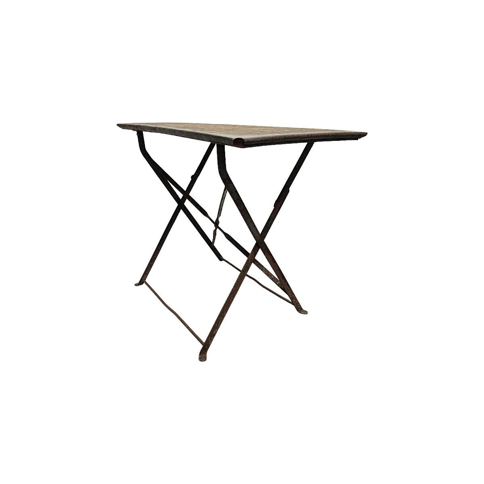 Table pliante bistro en métal ancien, première moitié des années 1900