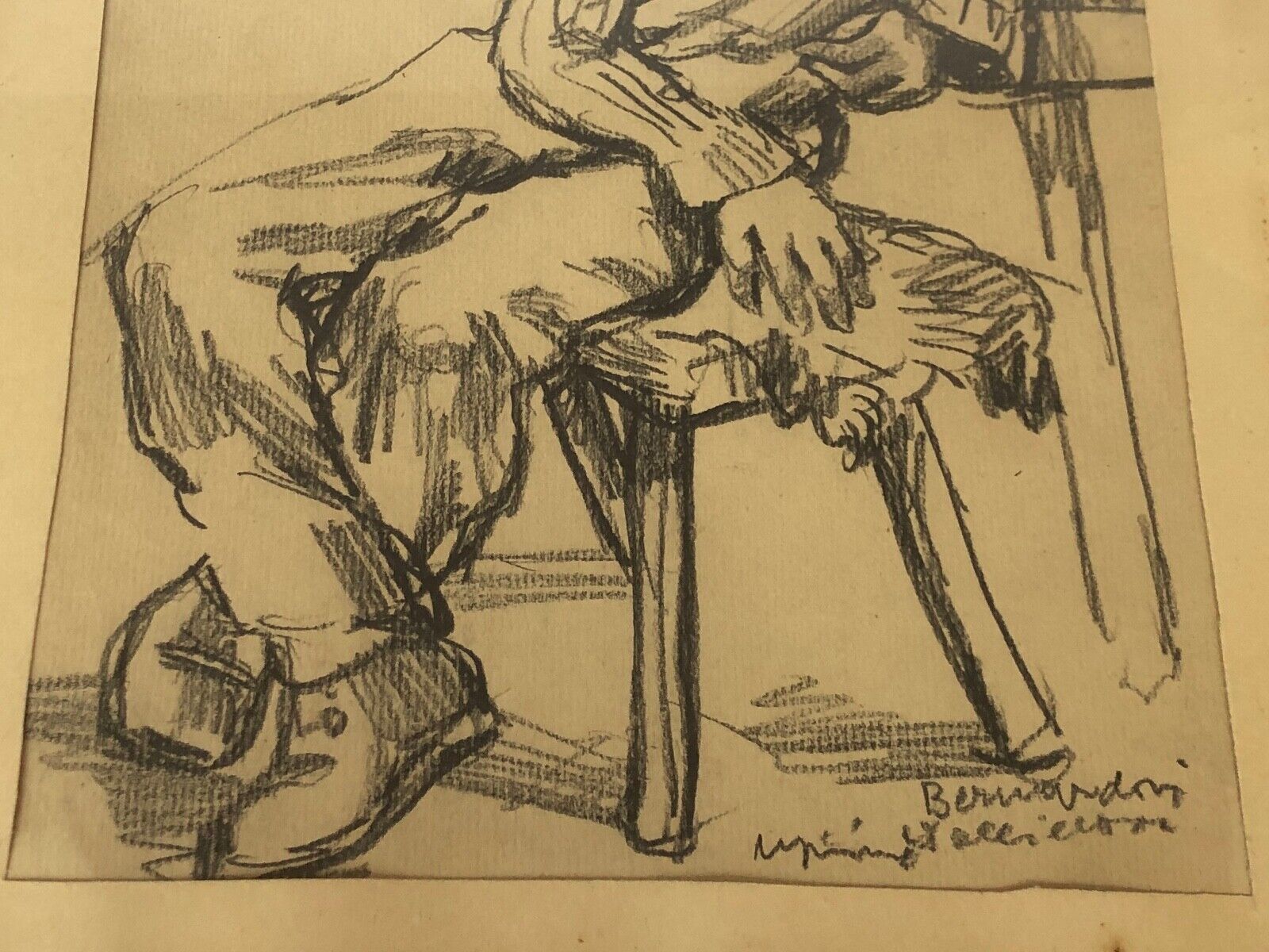 Charcoal on paper by Bernardin or Barnadouin Garçon à la gavroche