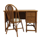 Bamboo and rattan desk and chair