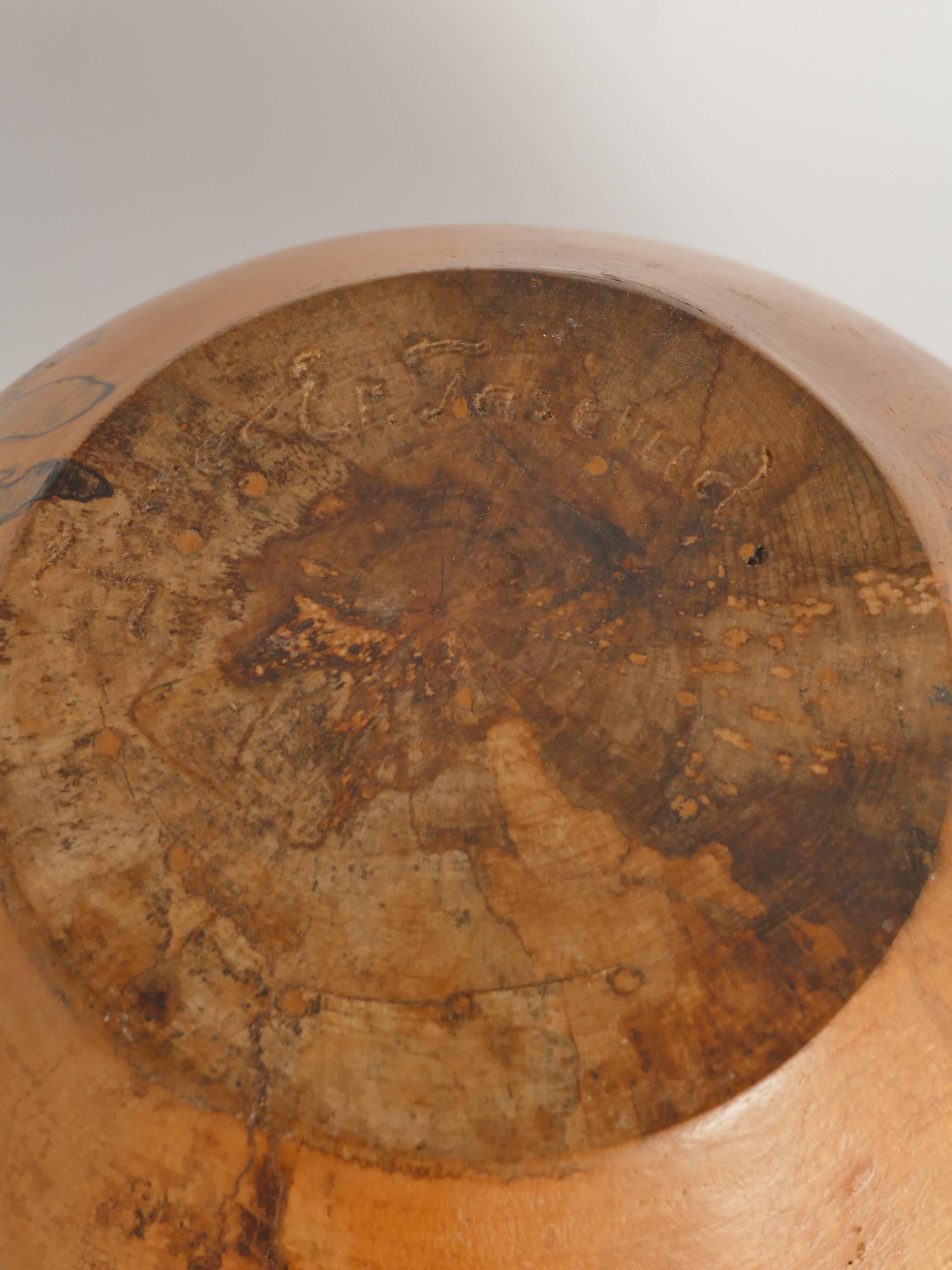 Mid-century Modern Hand-carved Wood Bowl, James Eriksson, Tasserud Sweden 1970s