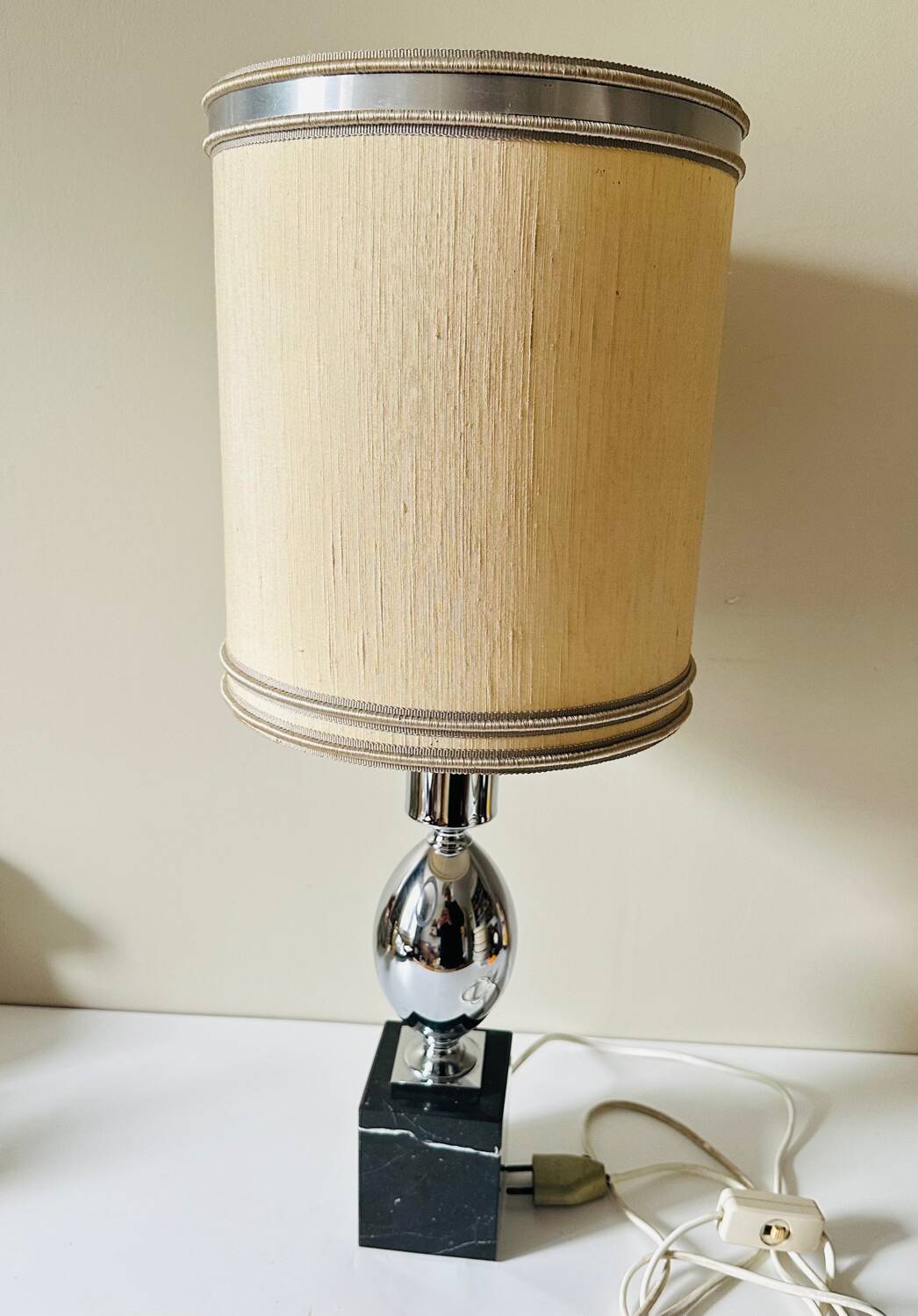 Vintage 70s metal and marble lamp