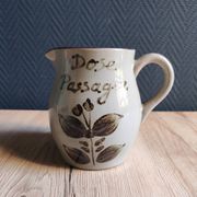 Pichet en grès vintage | Grès de l'Arnon France | Décor floral