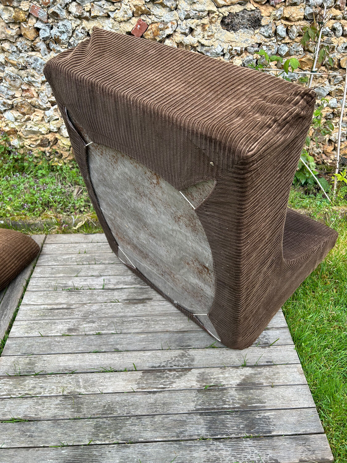 Vintage 1970s brown corduroy armchair