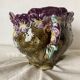 Art Nouveau earthenware cachepot, Onnaing pansies