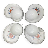Set of 4 Paris porcelain breakfast cups, Pavot model