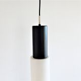 Large black and white glass pendant lamp by Evenblij, 1960's
