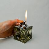 Magnifying glass lighter by Antonio Imperatore, black Murano glass, Italy, 1970