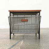 Mid-century teak side table with magazine rack.