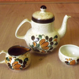 Vintage Boch La Louviere Corfu Collection 3 Piece Coffee Pot Bowl Pitcher Set