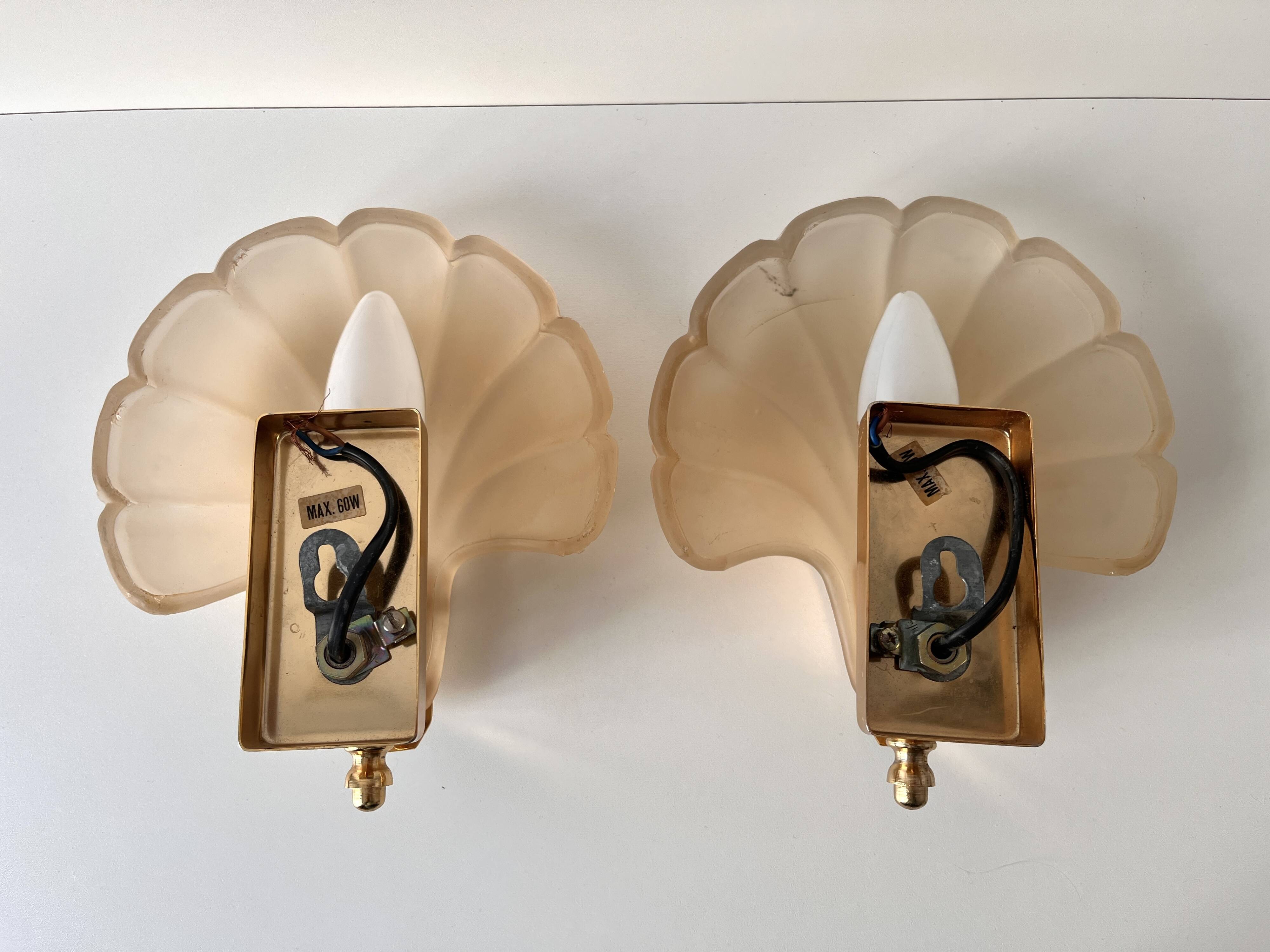 Appliques murales coquillages en verre vintage, lampes style art nouveau