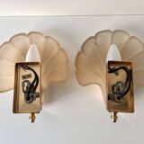 Appliques murales coquillages en verre vintage, lampes style art nouveau