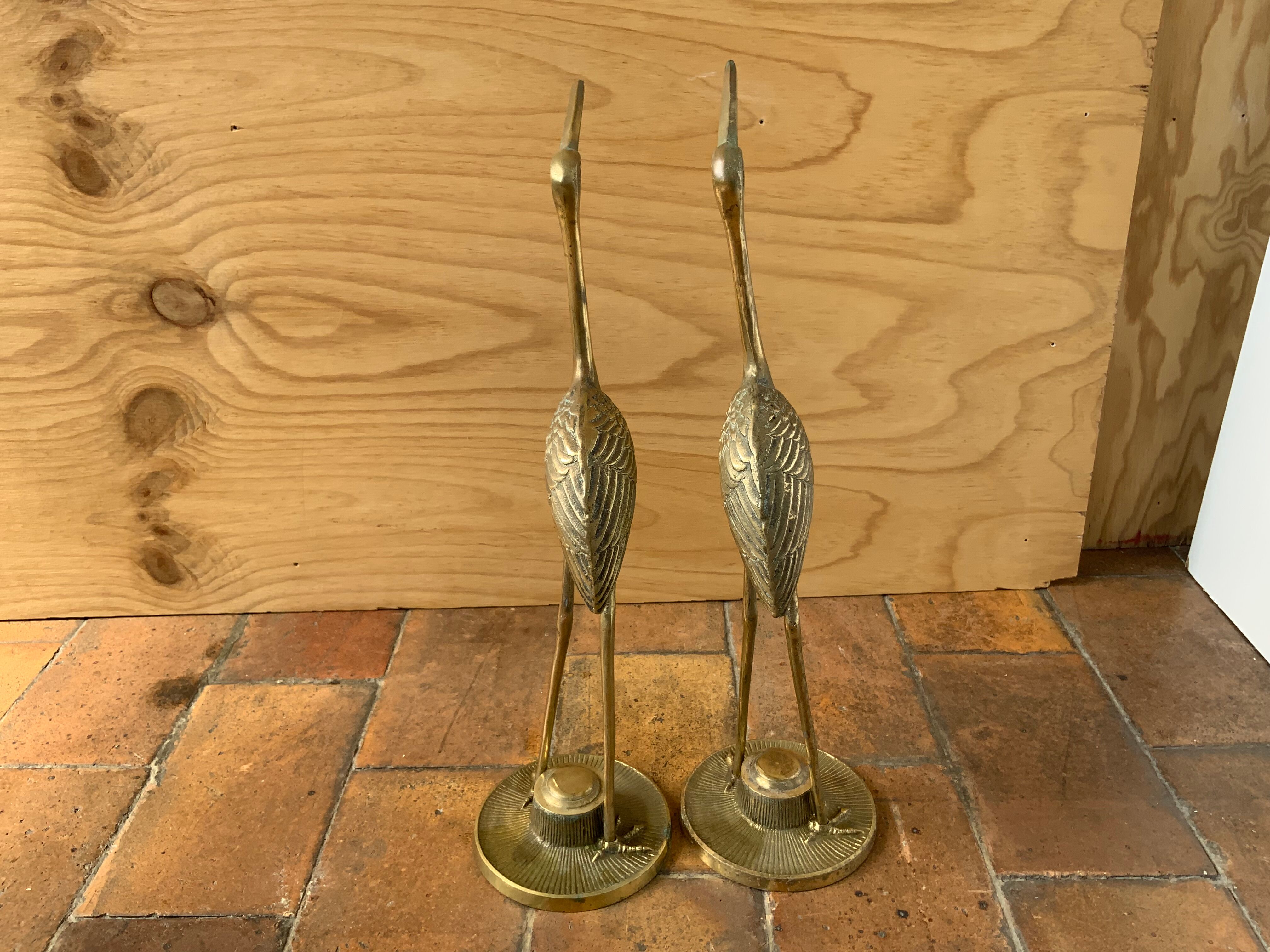 Pair of brass birds