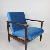 Blue marine velvet gfm-142 armchair by Edmund Homa, 1970s, ocean