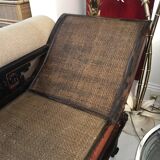 Antique chinese hardwood and rattan daybed