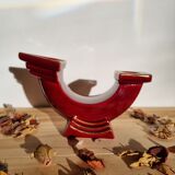 Double ceramic candle holder burgundy gilded