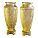 Pair of Art Deco vases in amber moulded glass