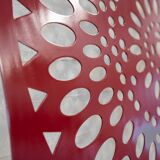 Square wall lamp in red wood and rice paper, prod. Steelline 1980