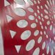 Square wall lamp in red wood and rice paper, prod. Steelline 1980