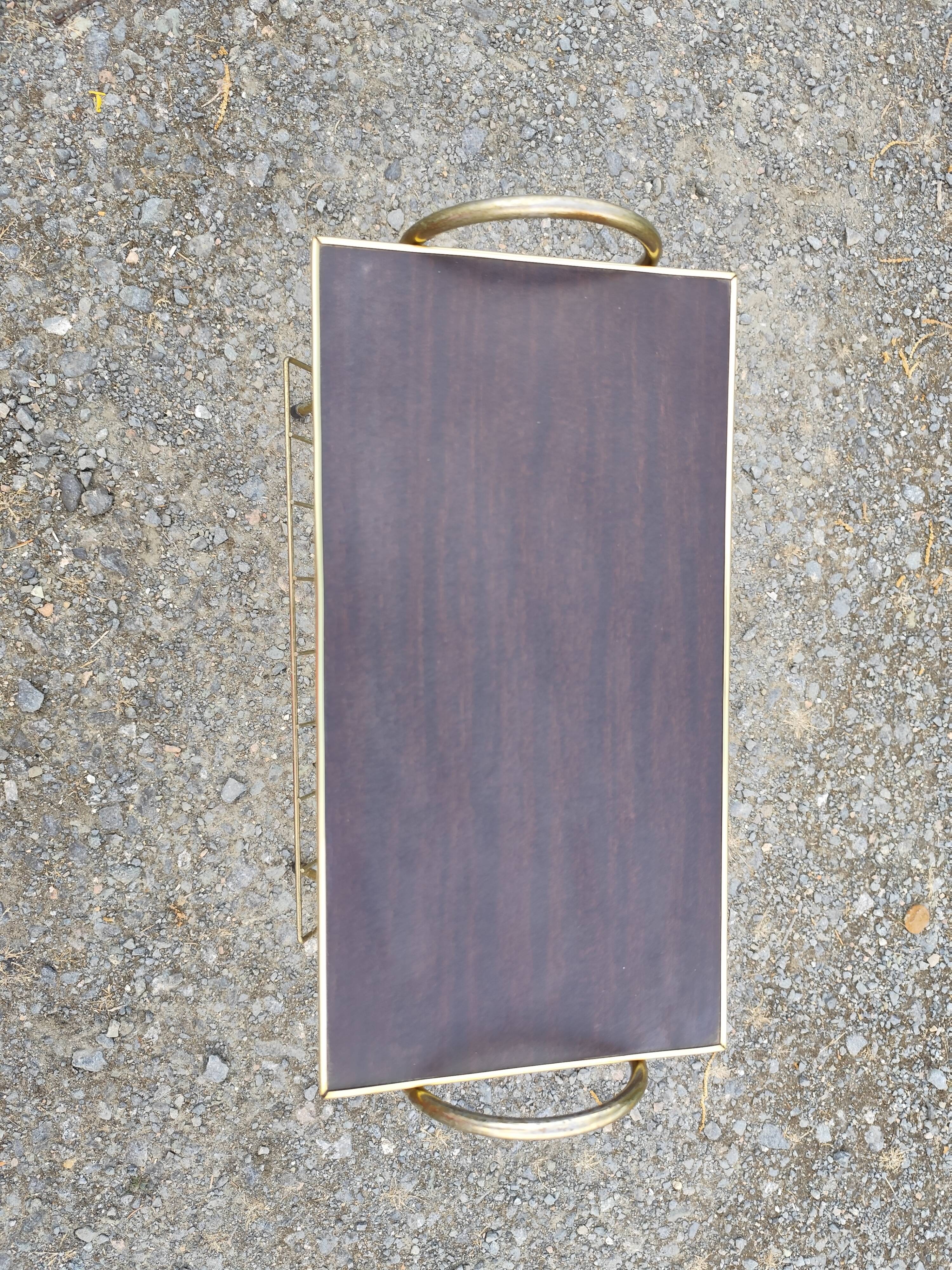 Magazine and document rack, Formica, chrome, gold finish