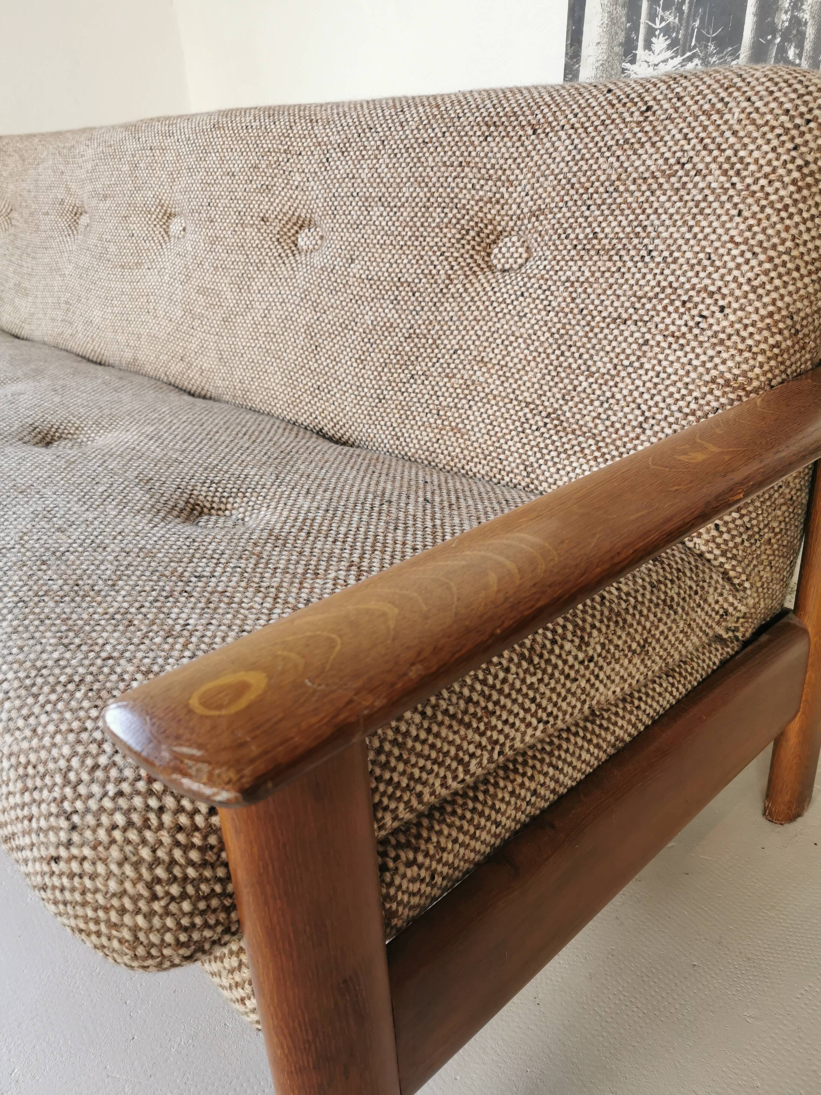Banquette day bed en chêne design 1970
