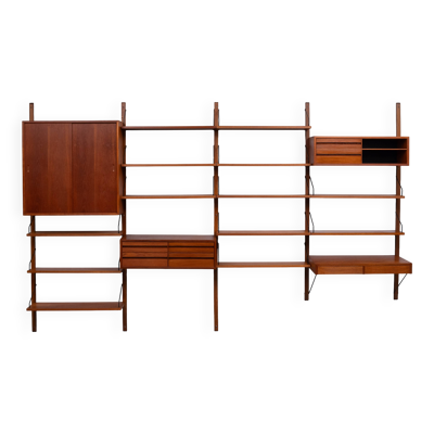 Système mural Royal Teak Poul Cadovius vintage des années 1960 avec 4 armoires