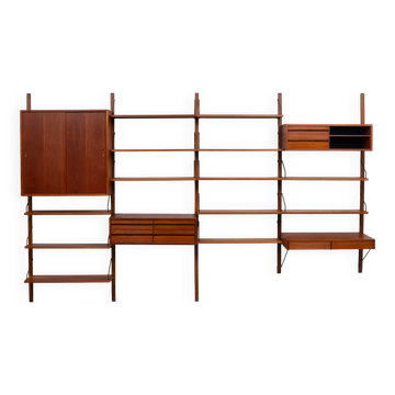 Système mural Royal Teak Poul Cadovius vintage des années 1960 avec 4 armoires