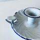 Antique candle holder in white and blue enamelled metal