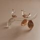 Glass knife rest with bird and golden leaf (set of 6)