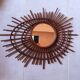 Miroir spirale en rotin 1960