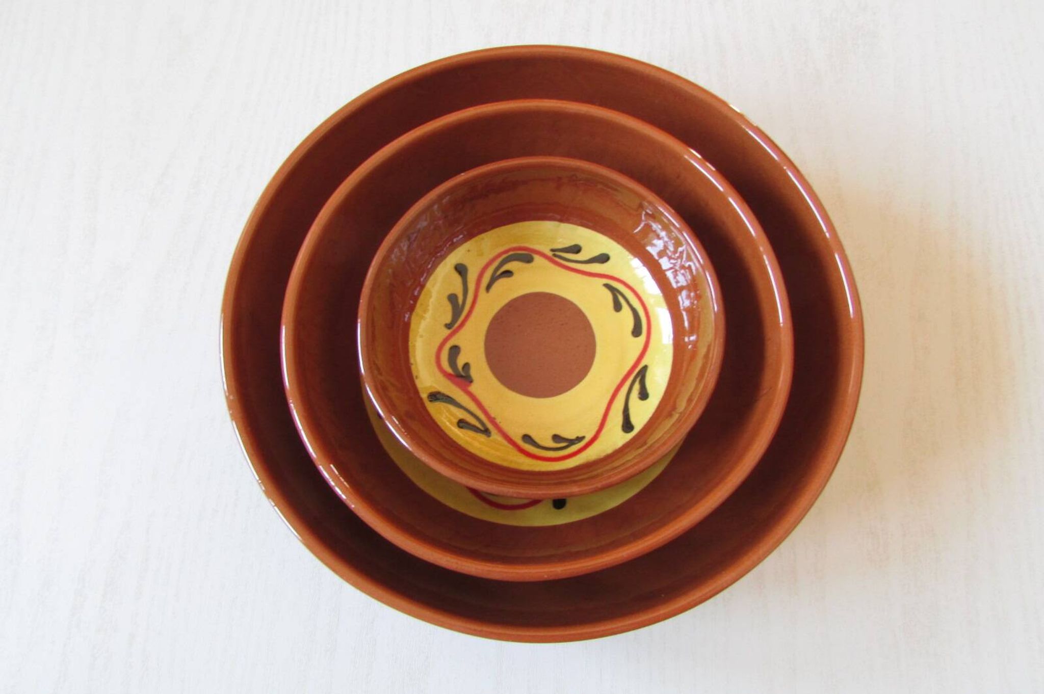 Set of 3 glazed earthenware ramekins