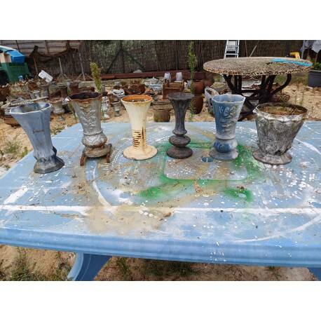 Set of 6 cast iron vases from 1900 from Charleville-Mézières
