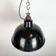 East German Black Enamel Factory Light by LBD Veb Leuchtenbau Dresden, 1950