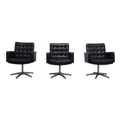Ensemble de 3 fauteuils de direction par Vincent Cafiero pour Knoll International, années 1960.